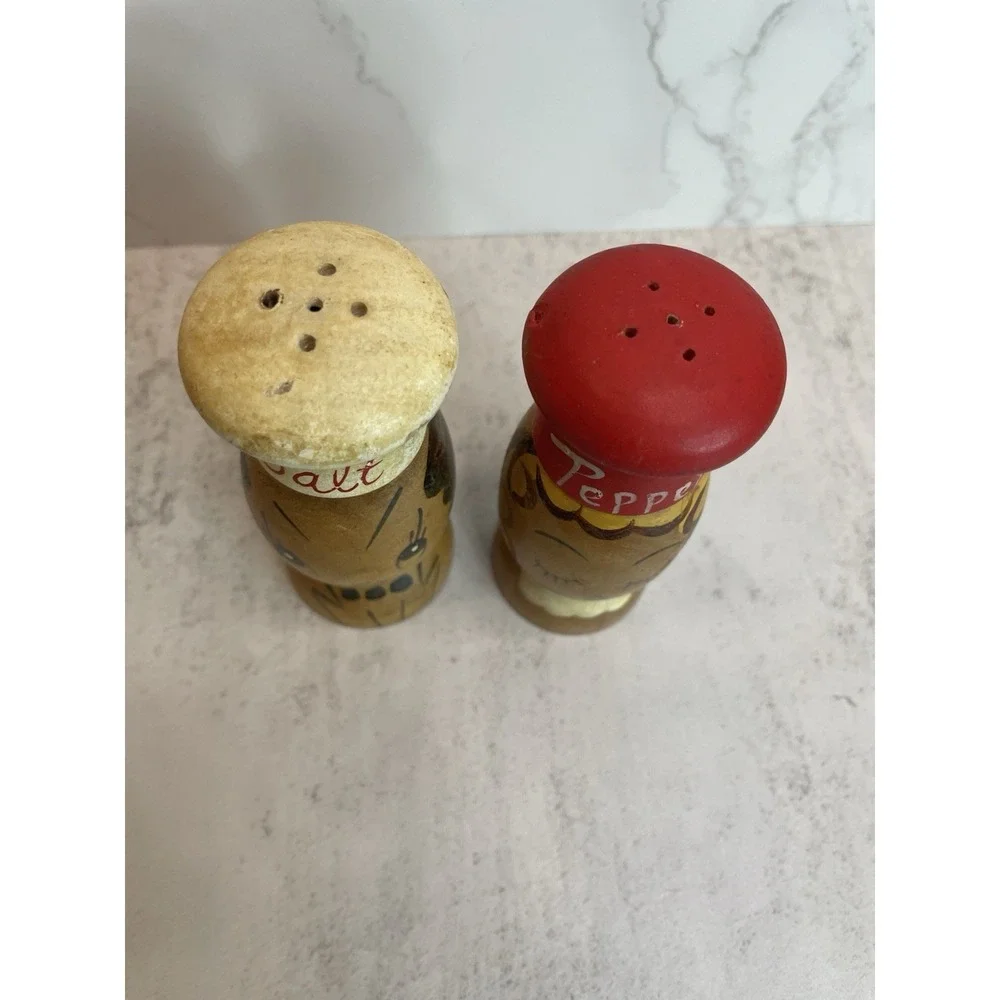VTG MCM Salt & Pepper CHEFS SALT & PEPPER Wood Shakers JAPAN M.G. 4